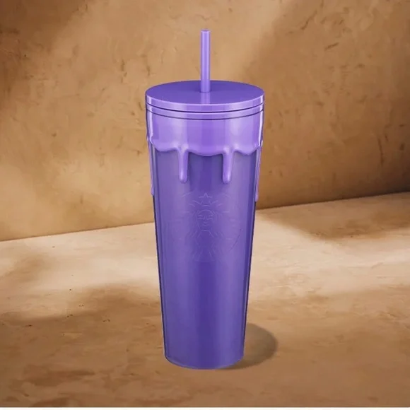 Starbucks Tumbler GLOW-IN-THE-DARK Purple Slime Halloween 2025 Cold Cup & Straw - Picture 2 of 2